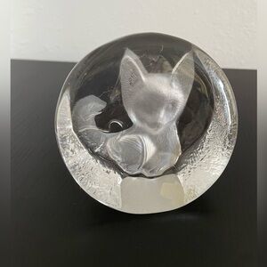 Zajecar Crystal Cat Paperweight Kitten with Yarn Vintage 24% Lead